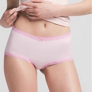 NWT SKIMS Cotton Lace Trim BoyShort Cherry blossom Color